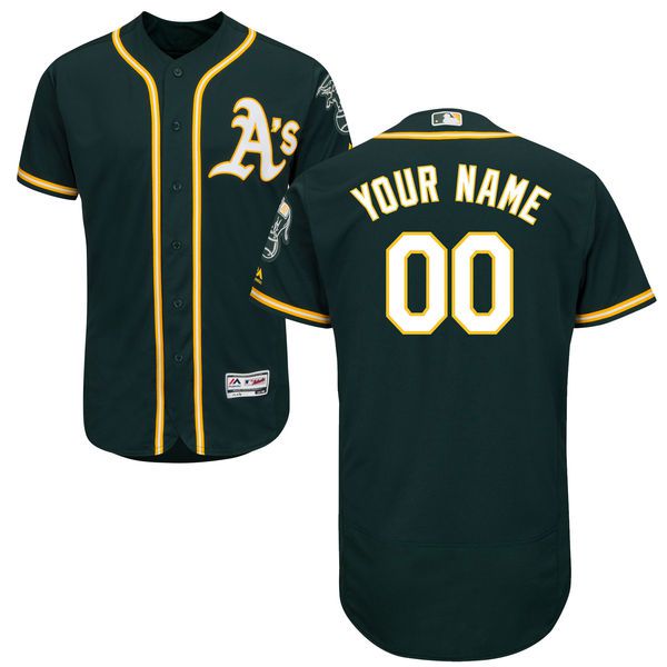 Men Oakland Athletics Majestic Alternate Green Flex Base Authentic Collection Custom MLB Jersey